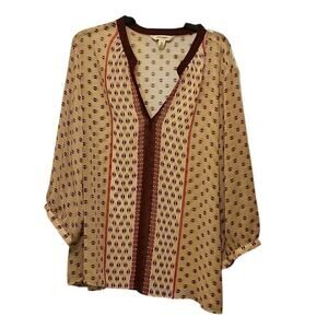 Old Navy Sheer Shirt Women's 2X Burgundy Polka Dot